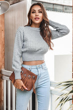 Cargar imagen en el visor de la galería, Round Neck Long Sleeve Cropped Sweater