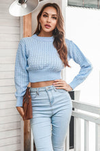 Cargar imagen en el visor de la galería, Round Neck Long Sleeve Cropped Sweater
