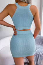 Cargar imagen en el visor de la galería, Heart Contrast Ribbed Sleeveless Knit Top and Skirt Set