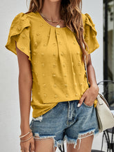 Load image into Gallery viewer, Swiss Dot Round Neck Petal Sleeve Top