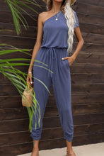 Cargar imagen en el visor de la galería, Drawstring Waist One-Shoulder Jumpsuit with Pockets