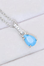 Load image into Gallery viewer, Teardrop Turquoise 4-Prong Pendant Necklace