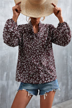 Load image into Gallery viewer, Printed Tie Neck Puff Sleeve Blouse