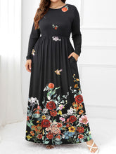 Cargar imagen en el visor de la galería, Plus Size Round Neck Maxi Dress with Pockets