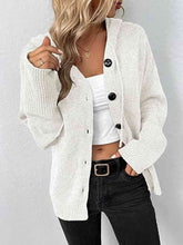 Cargar imagen en el visor de la galería, Button Up Drawstring Long Sleeve Hooded Cardigan