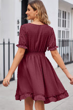 Cargar imagen en el visor de la galería, Swiss Dot Frill Trim Flounce Sleeve V-Neck Dress