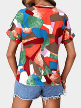 Load image into Gallery viewer, Printed V-Neck Short Sleeve Blouse