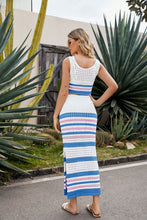 Cargar imagen en el visor de la galería, Striped Openwork Cropped Tank and Split Skirt Set
