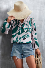 Load image into Gallery viewer, Printed Tie Neck Puff Sleeve Blouse