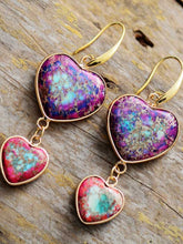 Load image into Gallery viewer, Heart Shape Imperial Jasper Dangle Earrings