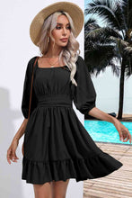 Load image into Gallery viewer, Square Neck Tie Back Ruffle Hem Dress