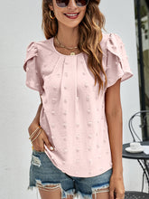 Load image into Gallery viewer, Swiss Dot Round Neck Petal Sleeve Top