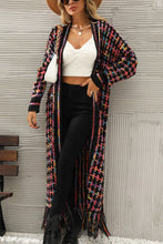 Cargar imagen en el visor de la galería, Multicolored Open Front Fringe Hem Cardigan