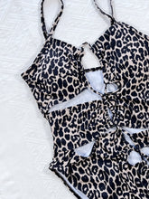 Cargar imagen en el visor de la galería, Leopard Cutout Tied One-Piece Swimsuit