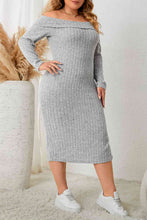 Cargar imagen en el visor de la galería, Plus Size Square Neck Long Sleeve Slit Dress