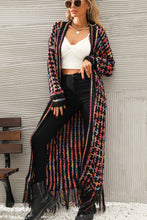Cargar imagen en el visor de la galería, Multicolored Open Front Fringe Hem Cardigan