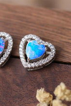 Load image into Gallery viewer, 925 Sterling Silver Opal Heart Stud Earrings