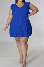 Cargar imagen en el visor de la galería, Plus Size V-Neck Frill Trim Mini Dress