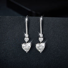 Load image into Gallery viewer, 5.44 Carat 925 Sterling Silver Moissanite Heart Drop Earrings