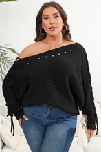Cargar imagen en el visor de la galería, Plus Size One Shoulder Beaded Sweater