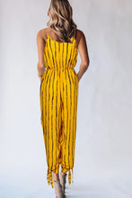 Cargar imagen en el visor de la galería, Striped Contrast Tie Ankle Spaghetti Strap Jumpsuit