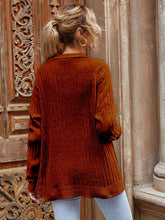 Cargar imagen en el visor de la galería, Ribbed Open Front Long Sleeve Cardigan with Pockets
