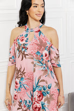 Cargar imagen en el visor de la galería, Sew In Love Full Size Fresh-Cut Flowers Cold-Shoulder Dress