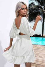 Load image into Gallery viewer, Square Neck Tie Back Ruffle Hem Dress