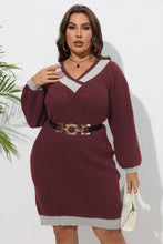 Cargar imagen en el visor de la galería, Plus Size Long Sleeve Sweater Dress