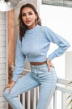 Cargar imagen en el visor de la galería, Round Neck Long Sleeve Cropped Sweater