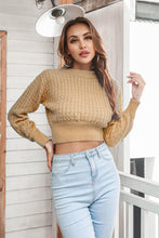 Cargar imagen en el visor de la galería, Round Neck Long Sleeve Cropped Sweater
