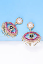 Load image into Gallery viewer, Evil Eye Shape Rhinestone Zinc Alloy Synthetic Dangle Earrings