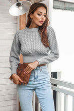 Cargar imagen en el visor de la galería, Round Neck Long Sleeve Cropped Sweater