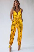 Cargar imagen en el visor de la galería, Striped Contrast Tie Ankle Spaghetti Strap Jumpsuit