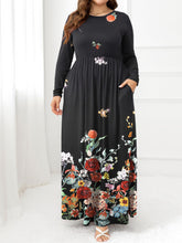 Cargar imagen en el visor de la galería, Plus Size Round Neck Maxi Dress with Pockets