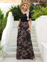Load image into Gallery viewer, Printed Round Neck Short Sleeve Maxi Dress