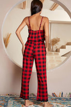 Load image into Gallery viewer, Plaid Lace Trim Spaghetti Strap Jumpsuit