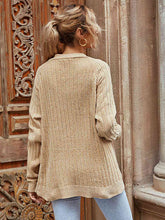 Cargar imagen en el visor de la galería, Ribbed Open Front Long Sleeve Cardigan with Pockets
