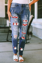 Cargar imagen en el visor de la galería, Santa Graphic Distressed Jeans with Pockets