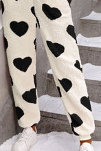 Cargar imagen en el visor de la galería, Fuzzy Heart Zip Up Hooded Lounge Jumpsuit