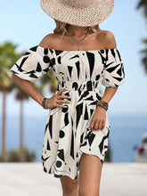 Cargar imagen en el visor de la galería, Printed Off-Shoulder Smocked Waist Dress