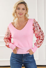 Cargar imagen en el visor de la galería, Sequin Long Sleeve V-Neck Sweater