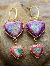 Load image into Gallery viewer, Heart Shape Imperial Jasper Dangle Earrings
