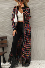 Cargar imagen en el visor de la galería, Multicolored Open Front Fringe Hem Cardigan