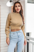 Cargar imagen en el visor de la galería, Round Neck Long Sleeve Cropped Sweater