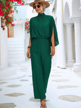 Load image into Gallery viewer, Tie Back Mock Neck Split Sleeve Jumpsuit