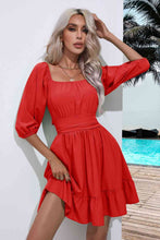 Load image into Gallery viewer, Square Neck Tie Back Ruffle Hem Dress