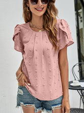 Load image into Gallery viewer, Swiss Dot Round Neck Petal Sleeve Top
