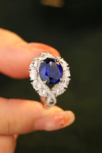 Load image into Gallery viewer, Platinum-Plated Lab-Grown Sapphire Ring