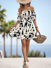 Cargar imagen en el visor de la galería, Printed Off-Shoulder Smocked Waist Dress